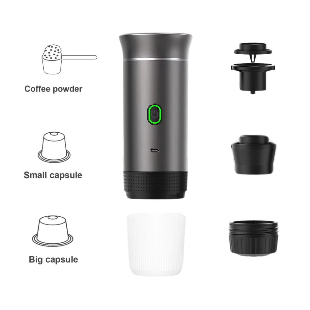 Portable Espresso Maker - Metallic Grey